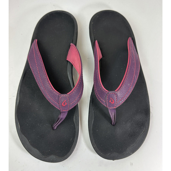 OluKai Ohana Flip Flop Sandals Plum Black 20110-1A40 Water Resist Womens Size 10 - Picture 8 of 8